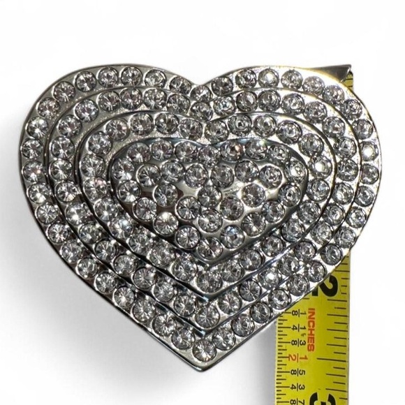 NWOT Silver Rhinestone Heart Belt Buckle - Picture 5 of 5